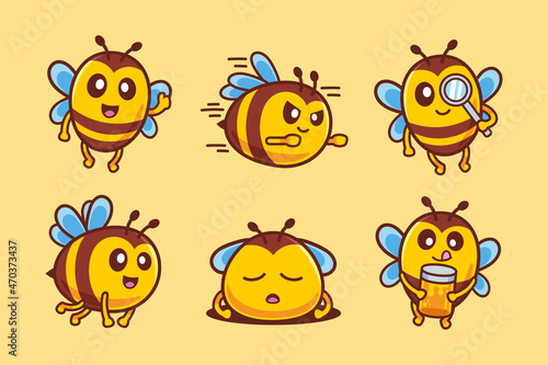 Collection of Cute Bee Cartoon Character