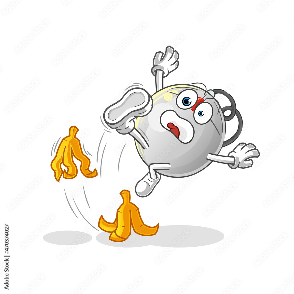 computer mouse slipped on banana. cartoon mascot vector computer mouse slipped on banana. cartoon mascot vector