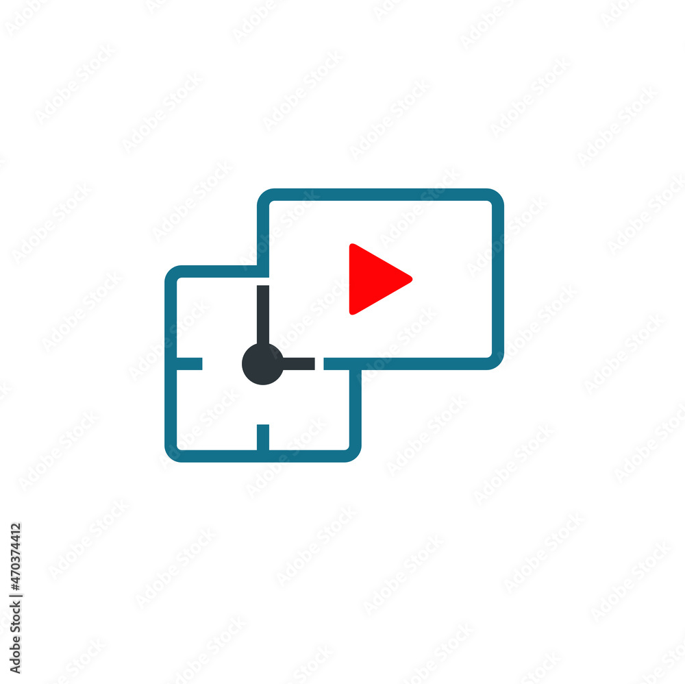 illustration of clock icon combined with videos icon, unique design, vector art. illustration of clock icon combined with videos icon, unique design, vector art.