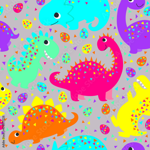 seamless background of colorful dinosaur