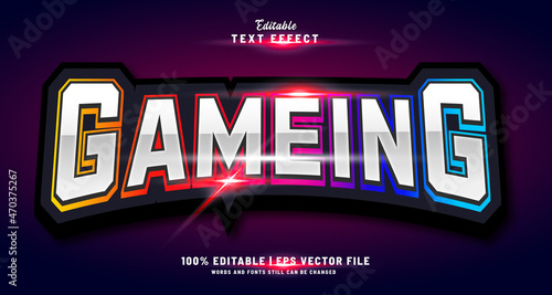 Gameing editable text effect gamer lights neon and text style 