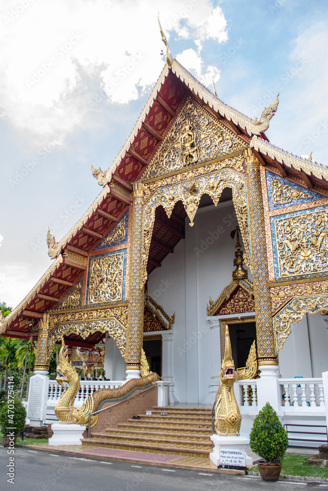 Naklejka premium Within Wat Phra Singh is a Buddhist temple or Wat in Thai in Chiang Mai province northern of Thailand.