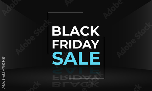 black Friday sales banner template design with black background copy space wall aisle 