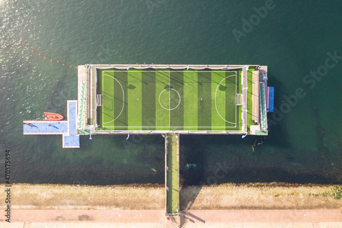 Floating Soccer Field on ocean in Qingdao, China