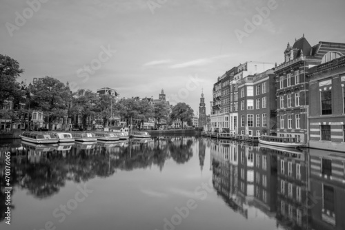 Downtown Amsterdam city skyline. Cityscape in Netherlands