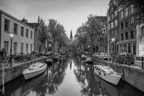 Downtown Amsterdam city skyline. Cityscape in Netherlands