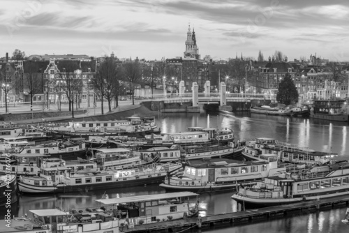 Canvas Print Downtown Amsterdam city skyline. Cityscape  in Netherlands