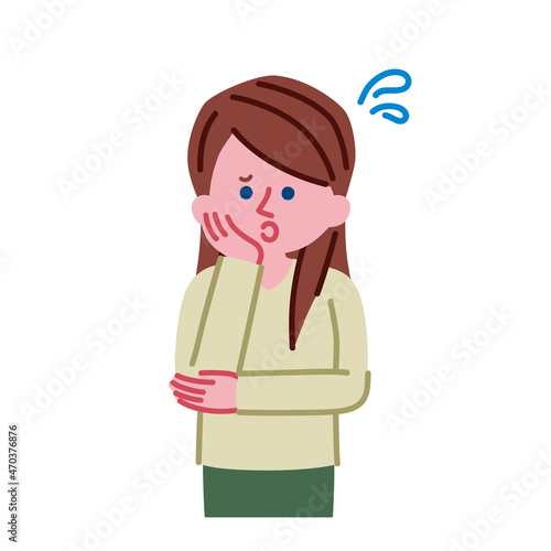 心配している女性のイラスト