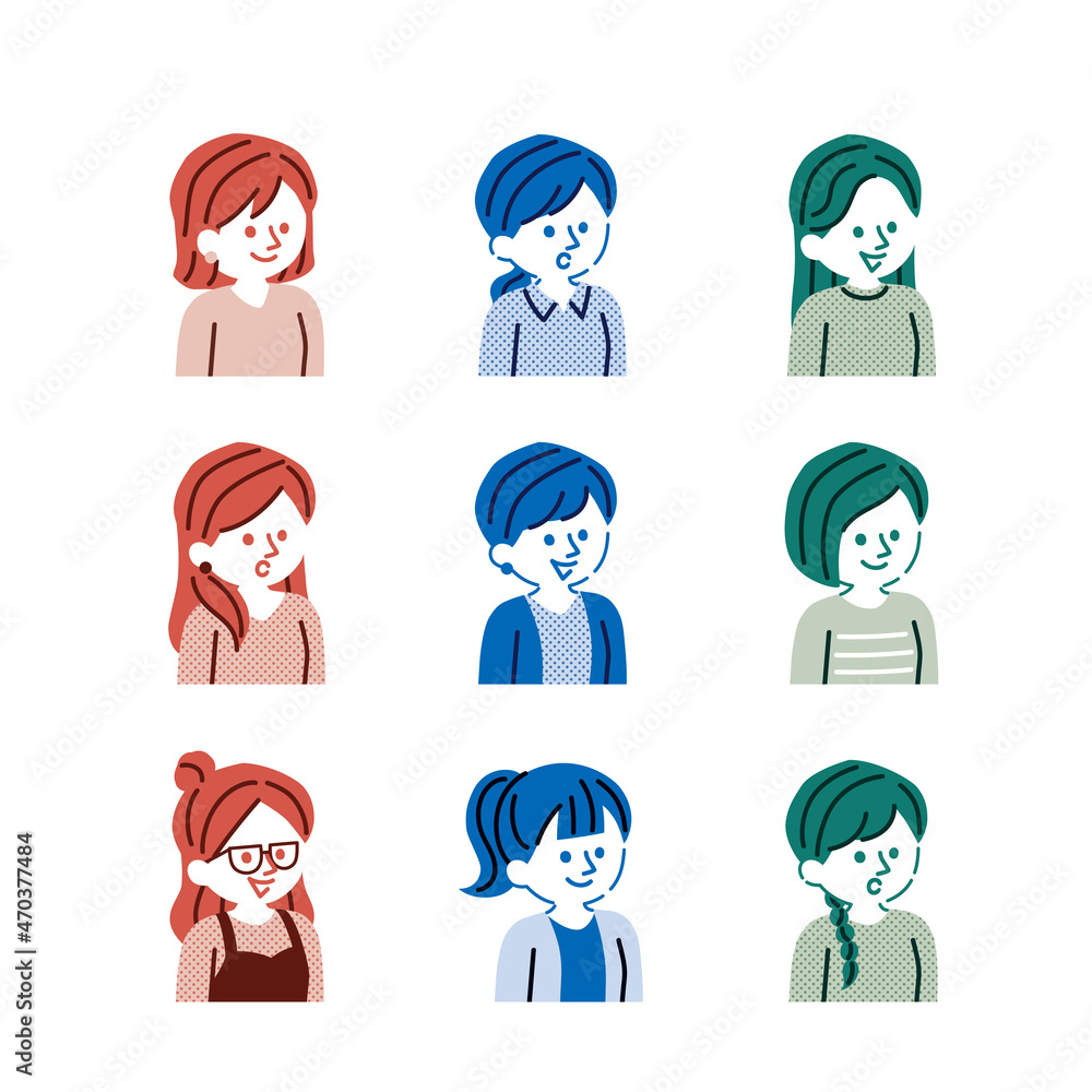 女性のアイコンセット 女性のアイコンセット