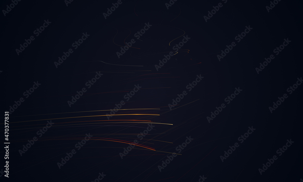 Glowing single line art. Modern minimal concept. Abstract flying in futuristic corridor background, fluorescent ultraviolet light, mirror lines laser neon lines