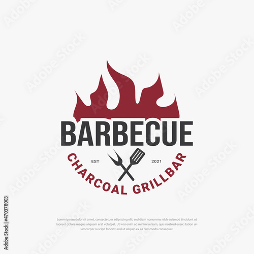 BBQ logo Vintage barbecue emblem. Restaurant labels, emblems, vector logo templates