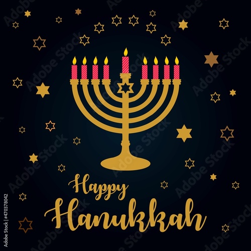 happy hanukkah lettering with vector illustration design