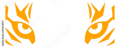 Wide poster with tiger eyes. Sticker with big cat. Print for T-shirt