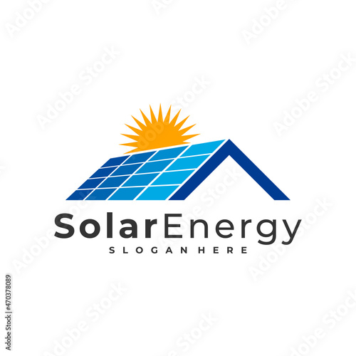 Solar house logo vector template, Creative Sun energy logo design concepts