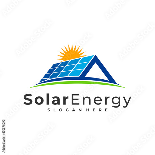 Solar house logo vector template, Creative Sun energy logo design concepts