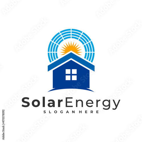 Solar house logo vector template, Creative Sun energy logo design concepts