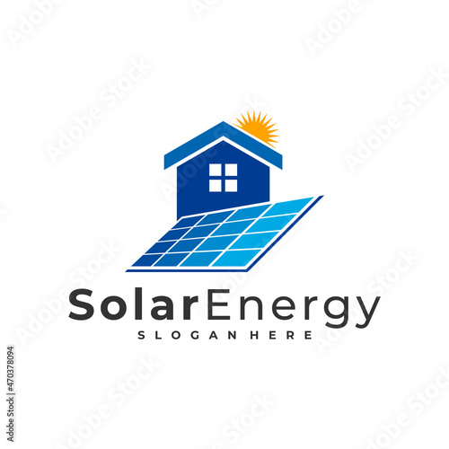 Solar house logo vector template, Creative Sun energy logo design concepts