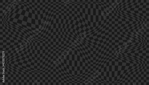 Distorted surface. Chess background with distortion. Optical illusion banner