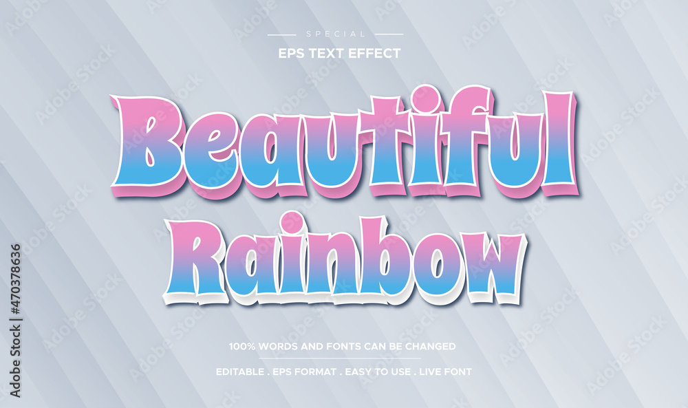 Editable text effect, beautiful rainbow style