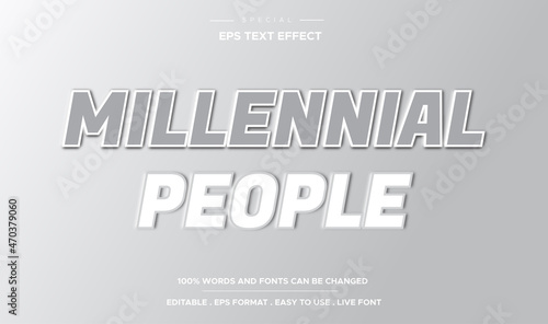 Editable text effect, millennial people style