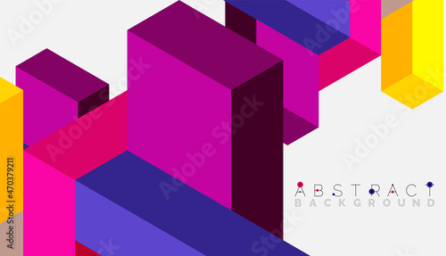 Abstract background. 3d cubes, cubic elements and blocks. Techno or business concept for wallpaper, banner, background, landing page