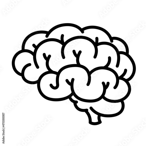 simple brain icon black lines on a white background.