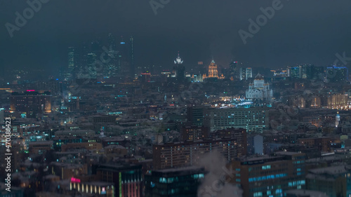 Night Moscow in winter, view from a drone © Дмитрий Насонов