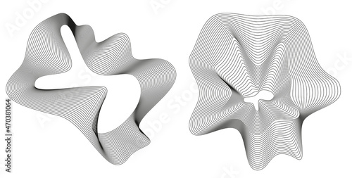 Wavy abstract stripes. Curved line vector elements for music design. Digital sound equalizer.