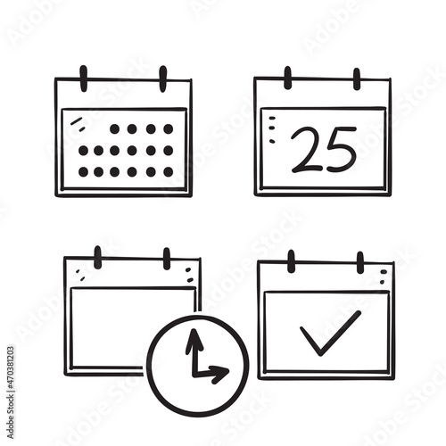 hand drawn doodle calendar time reminder illustration vector isolated