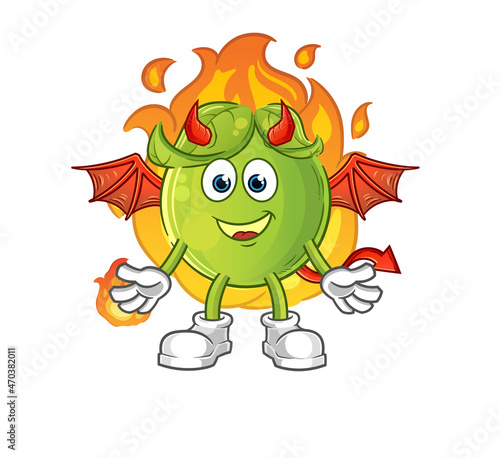 pea demon with wings character. cartoon mascot vector