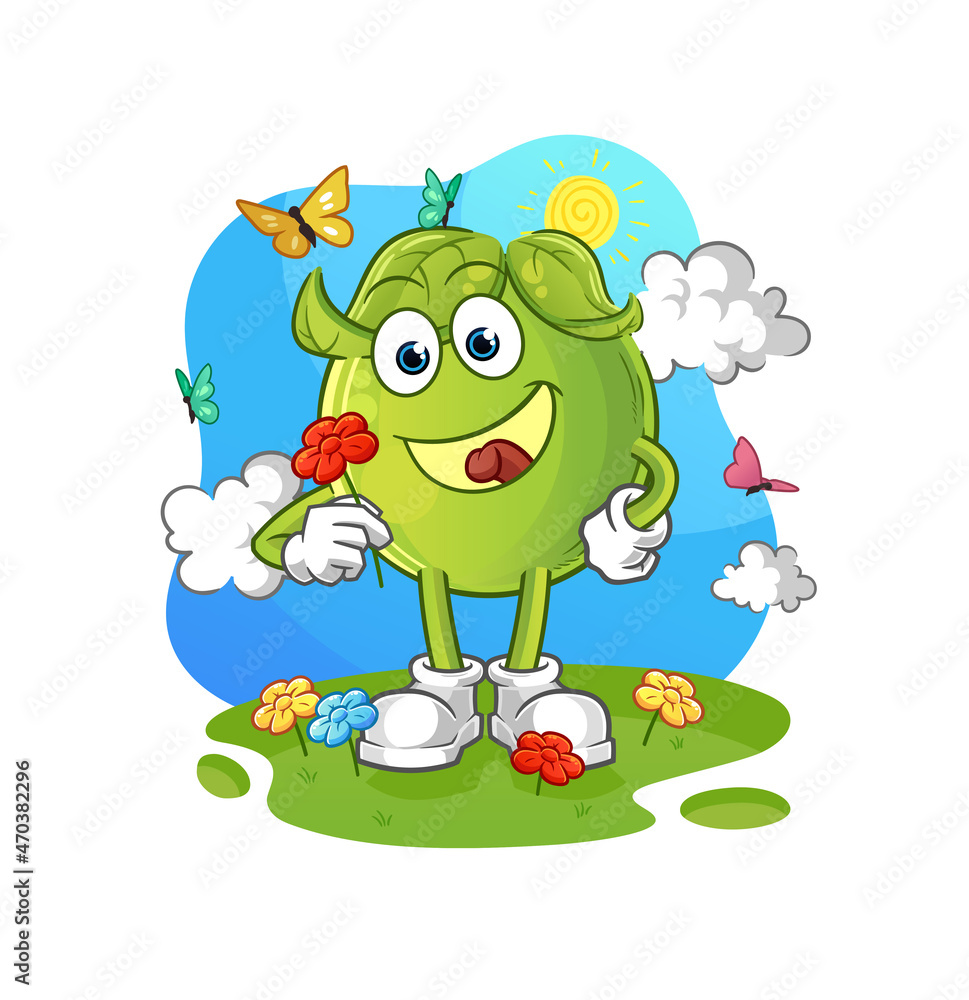 Fototapeta premium pea pick flowers in spring. character vector