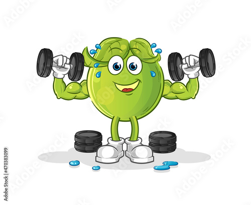 pea weight training illustration. character vector