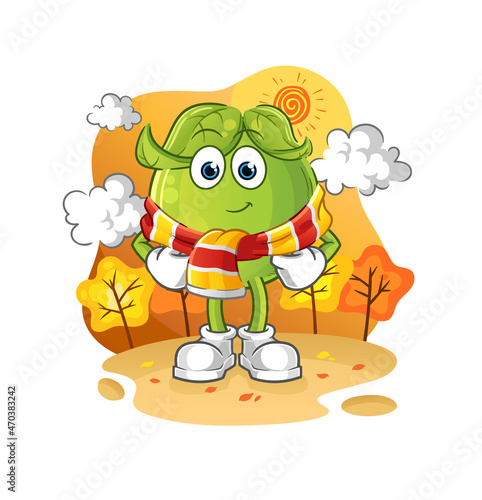 pea in the autumn. cartoon mascot vector