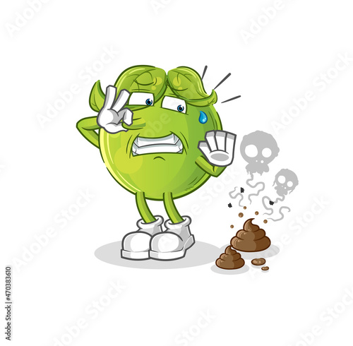 pea with stinky waste illustration. character vector