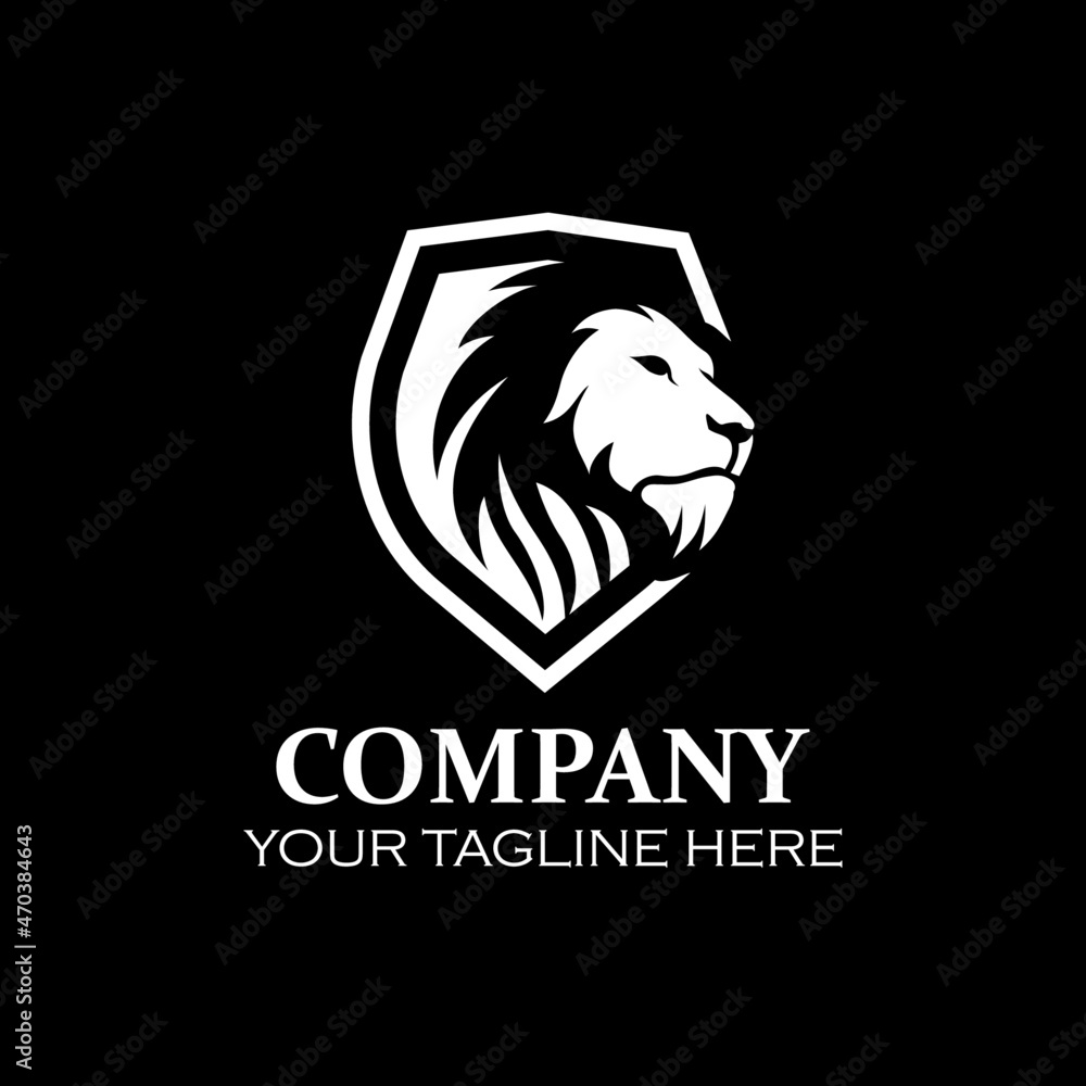Head lion shield logo vector