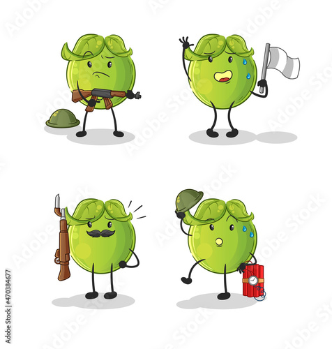 pea troops character. cartoon mascot vector