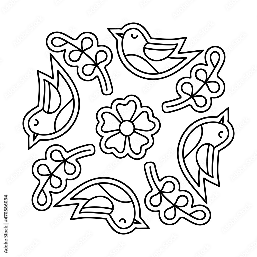  Coloring book page for kids, simple mandala. Doodle vector illustration 