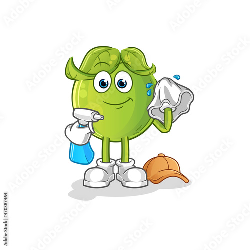 pea cleaner vector. cartoon character