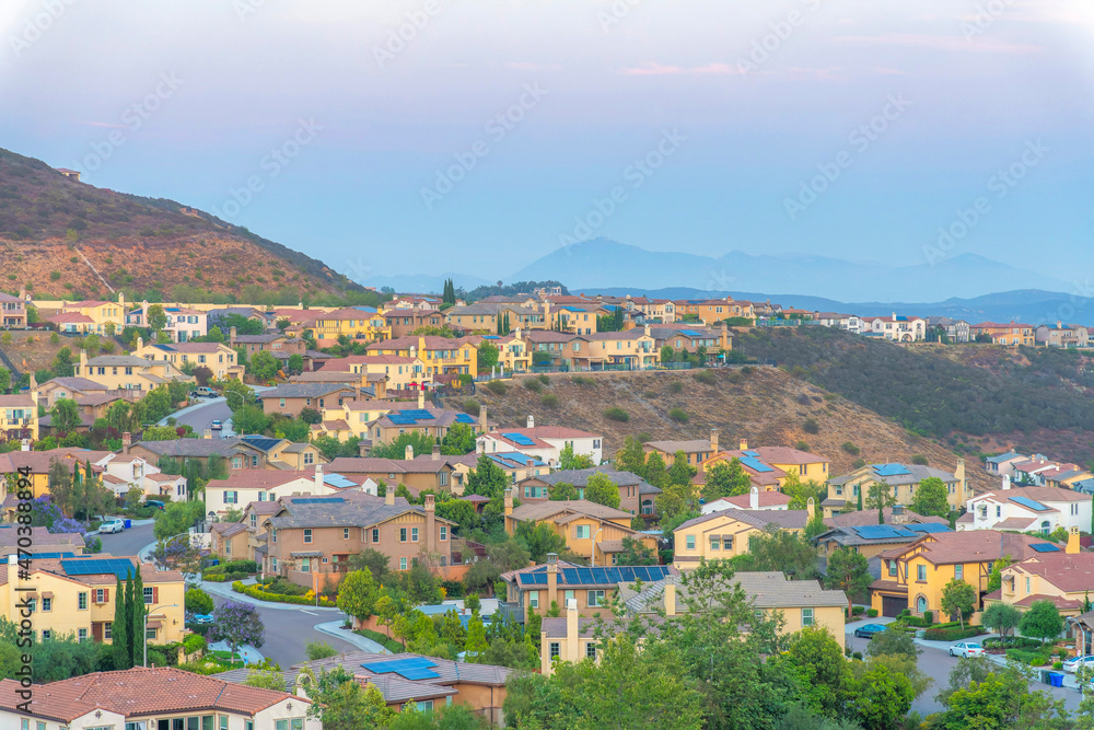 Residential community on a valley at San Diego, California
