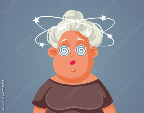 Nauseated Middle Age Woman Vector Illustration