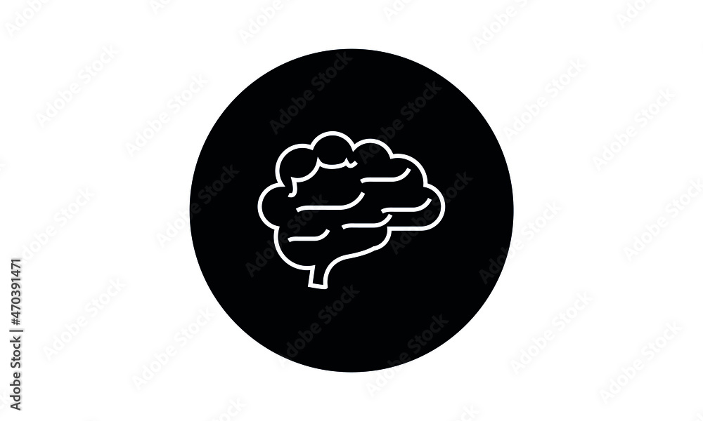 Simple human brain icon white background. Simple human brain icon white background.