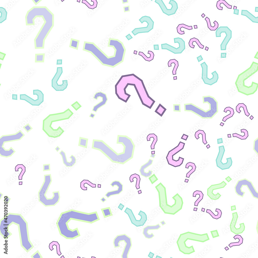 Quiz seamless pattern. Question marks, doubt, faq