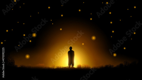 Fototapeta Naklejka Na Ścianę i Meble -  silhouette of a person in the night