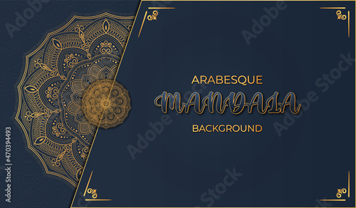 Royal elegant ornamental luxury mandala background design with islamic arabesque pattern for hd wallpaper wedding card back cover in arabic east style golden yellow color. Easy use mandala art drawing