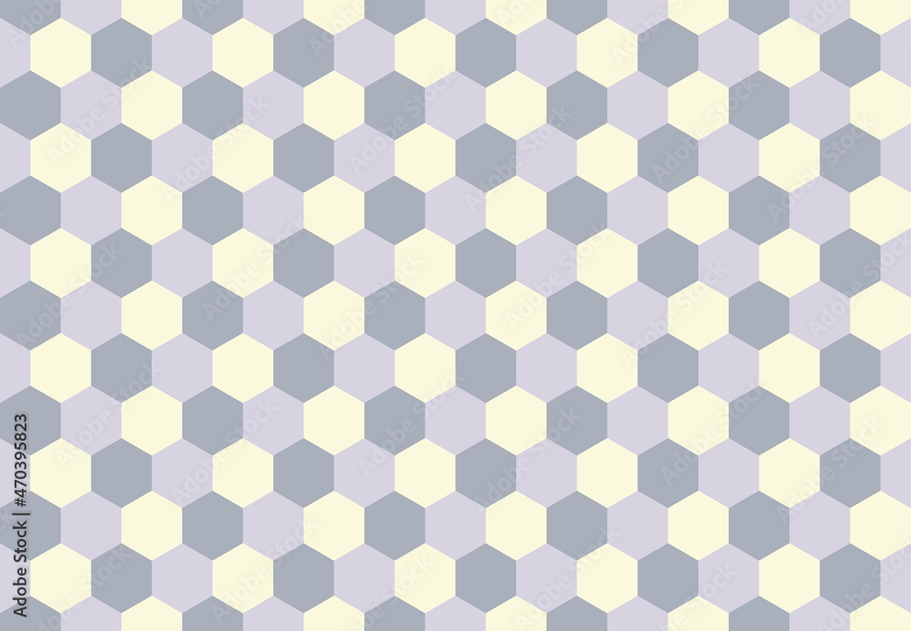 Abstract geometric seamless mosaic pattern with white and gray hexagons. Vector background