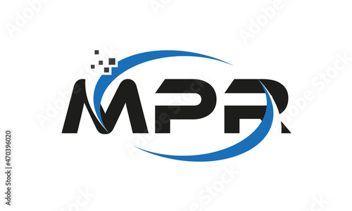 dots or points letter MPR technology logo designs concept vector Template Element