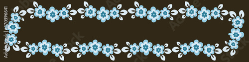 Illustration on a sheet of 4x1 format - stylized flowers with leaves - graphics. Banner for text, gift