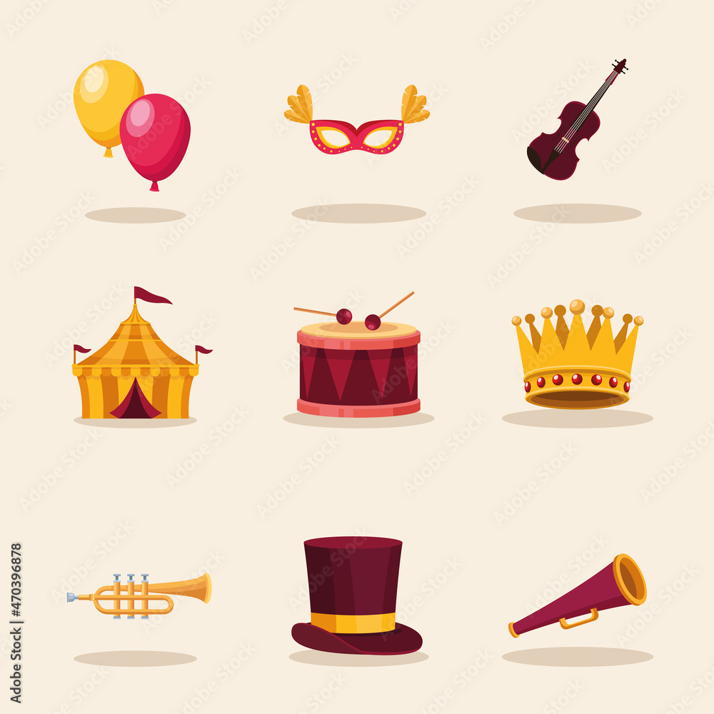 nine carnival celebration icons nine carnival celebration icons