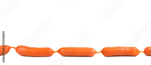 Chain of sausages isolated on the white background photo