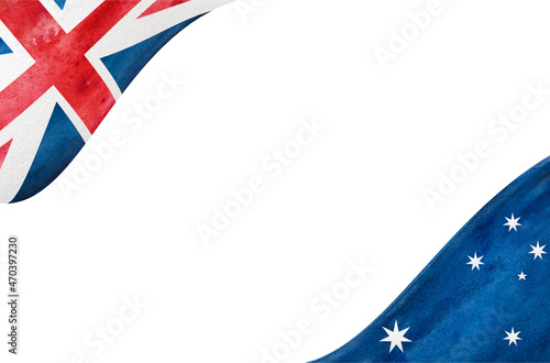 Beautiful drawing of the Australian Flag. Closeup, no people, textured surface. Congratulations for family, relatives, friends and colleagues